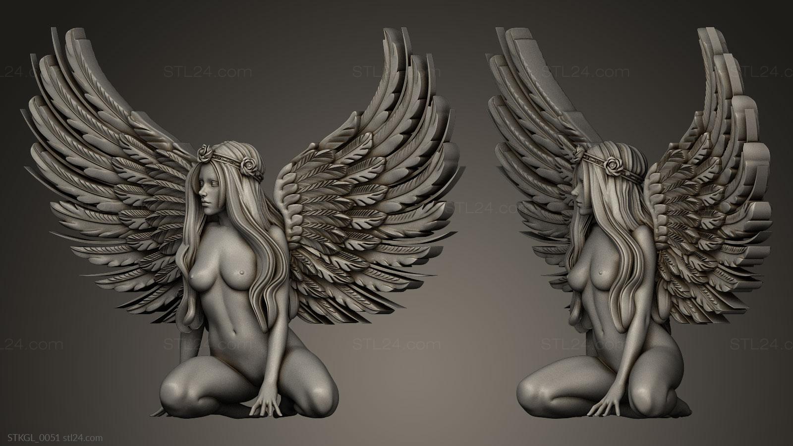 Статуэтки девушки - Ангел девушка голая, STKGL_0051 | 3D модель для ЧПУ  станка